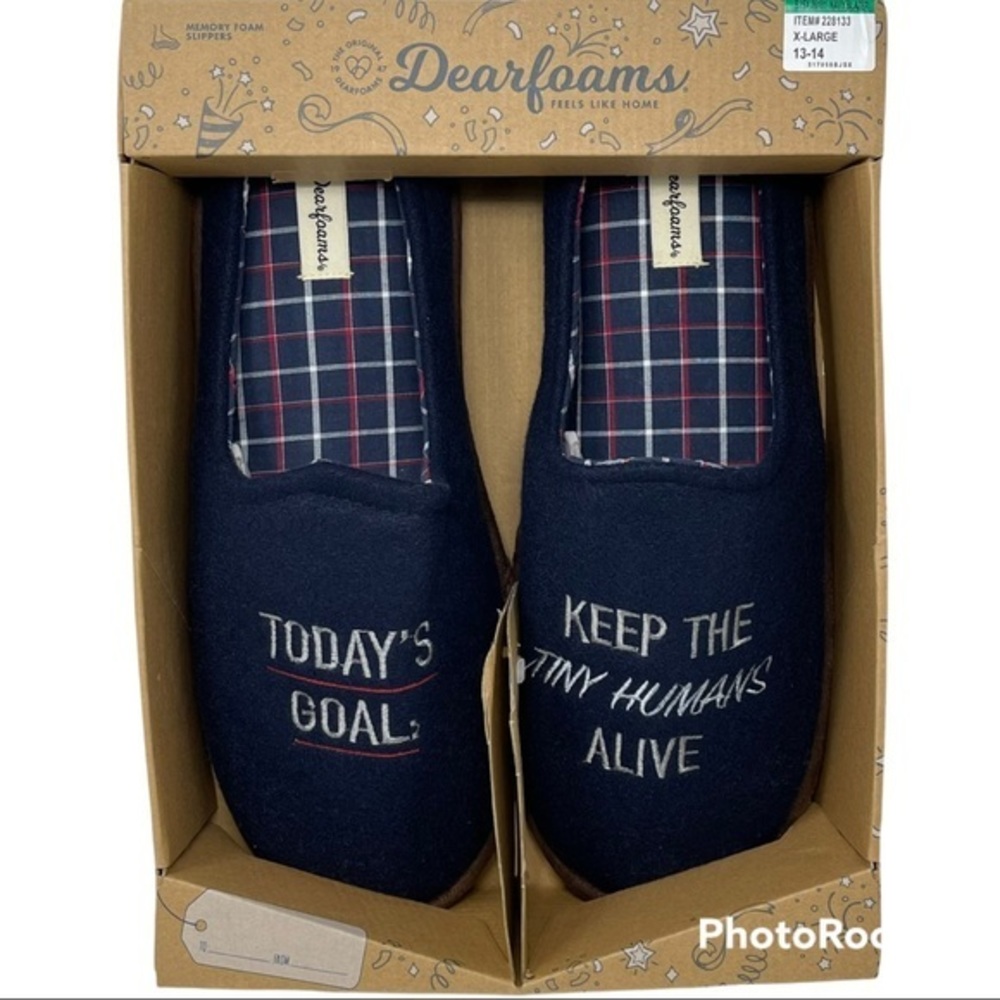 🎁 NIB Dearfoams Men’s Microwool Slipper Embroidered Dad/Grandpa Funny